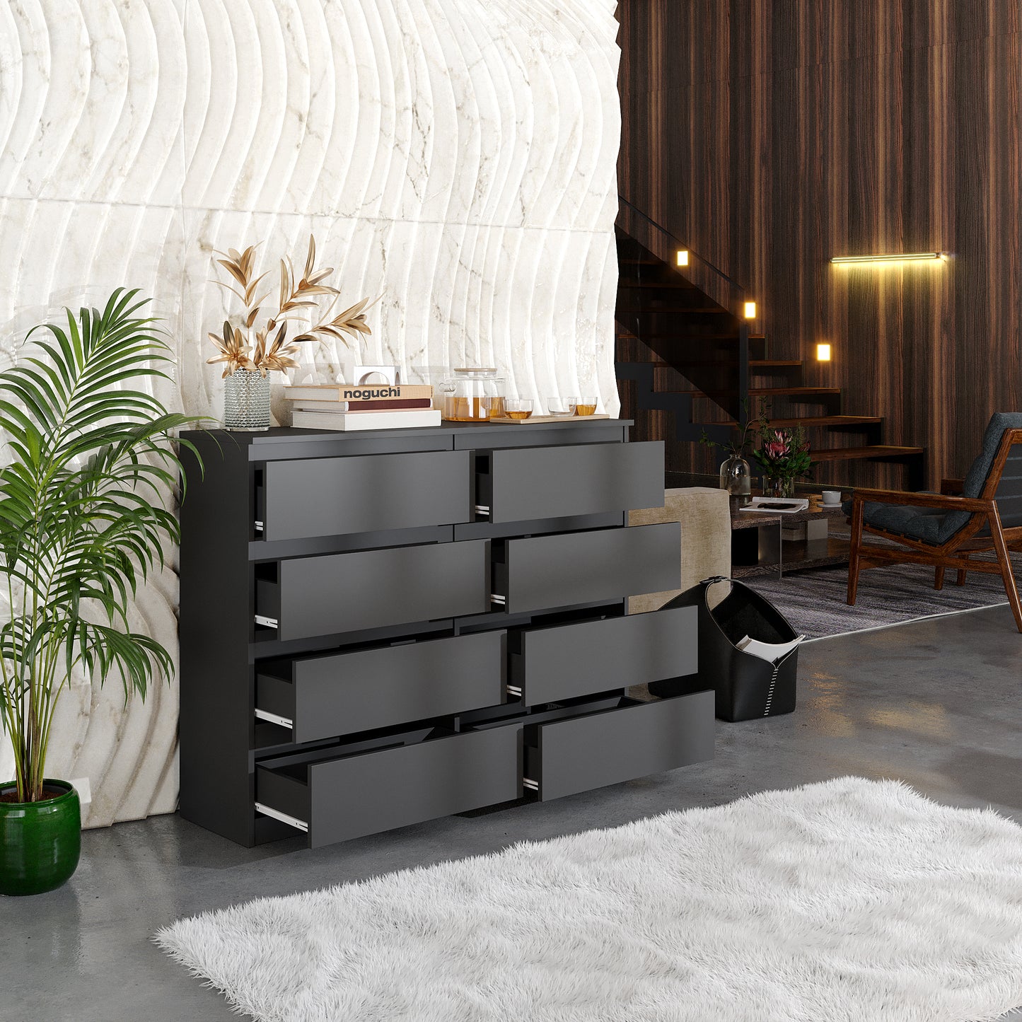 GABRIEL - Cassettiera a 8 cassetti - Credenza per camera da letto - Antracite