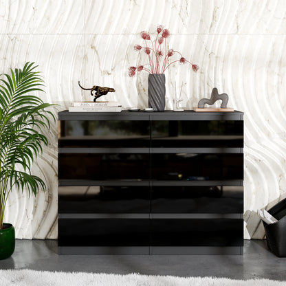 GABRIEL - Cassettiera a 8 cassetti - Credenza per camera da letto - Antracite / Nero Lucido