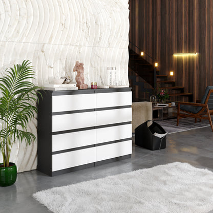 GABRIEL - Cassettiera a 8 cassetti - Credenza per camera da letto - Antracite / Bianco Opaco