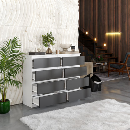 GABRIEL - Cassettiera a 8 cassetti - Credenza per camera da letto - Bianco Opaco / Antracite