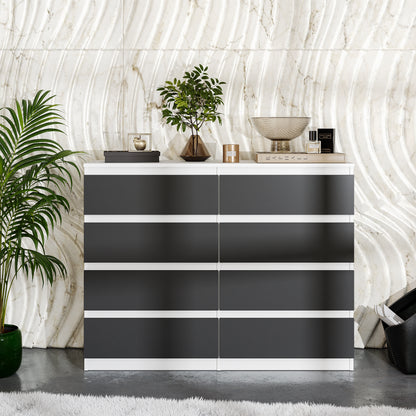 GABRIEL - Cassettiera a 8 cassetti - Credenza per camera da letto - Bianco Opaco / Antracite