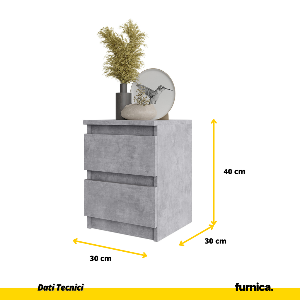 GABRIEL - Comodino - Comodino con 2 cassetti - Calcestruzzo