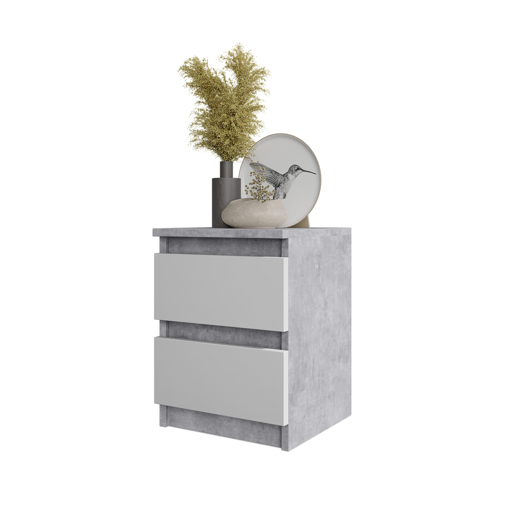 Comodino con 2 cassetti laccato in grigio perla Elian | Klast Home Comodino con 2 cassetti laccato in grigio perla Elian | Klast Home