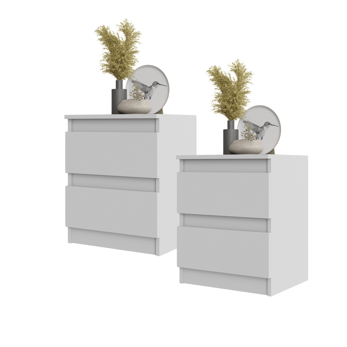 Set di 2 Comodini GABRIEL BIG - Comodino con 2 cassetti - Bianco opaco - H50cm L41cm P33cm
