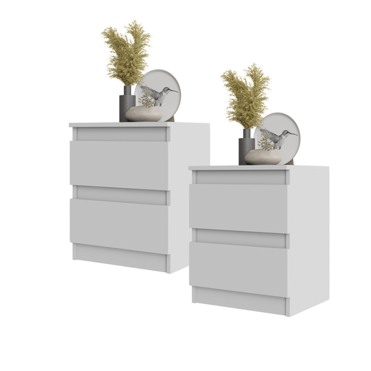 Set di 2 Comodini GABRIEL BIG - Comodino con 2 cassetti - Bianco opaco - H50cm L41cm P33cm