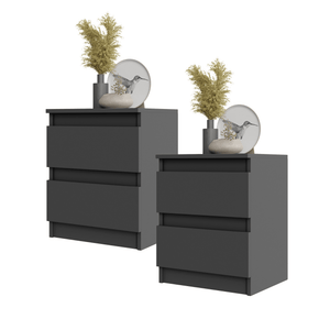 Set di 2 Comodini GABRIEL BIG - Comodino con 2 cassetti - Grigio Antracite - A50cm L41cm P33cm