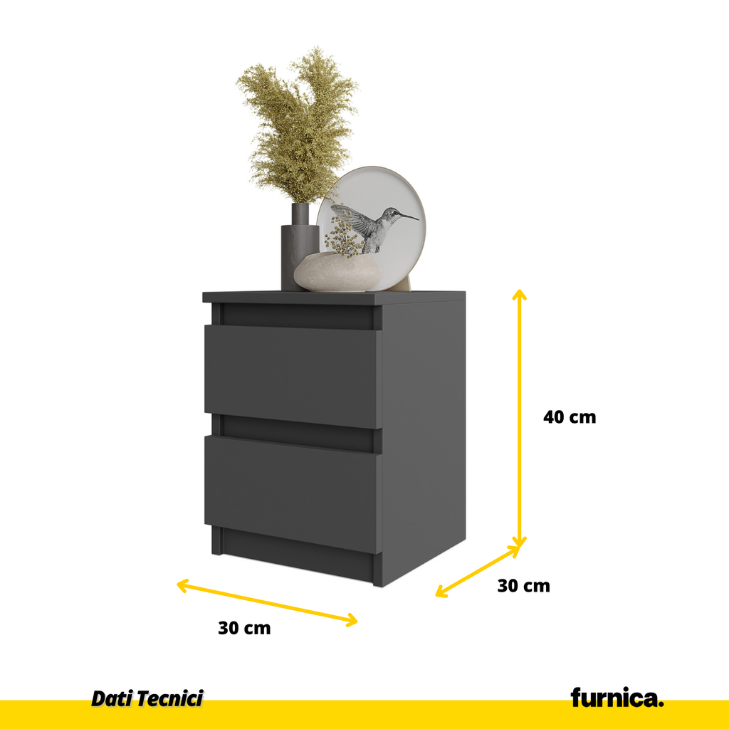 GABRIEL - Comodino - Comodino con 2 cassetti - Antracite