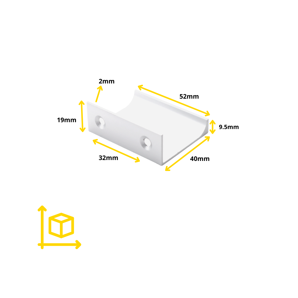 Maniglia per Mobili in Alluminio Electropoler - 32mm (Lunghezze totali 52mm)