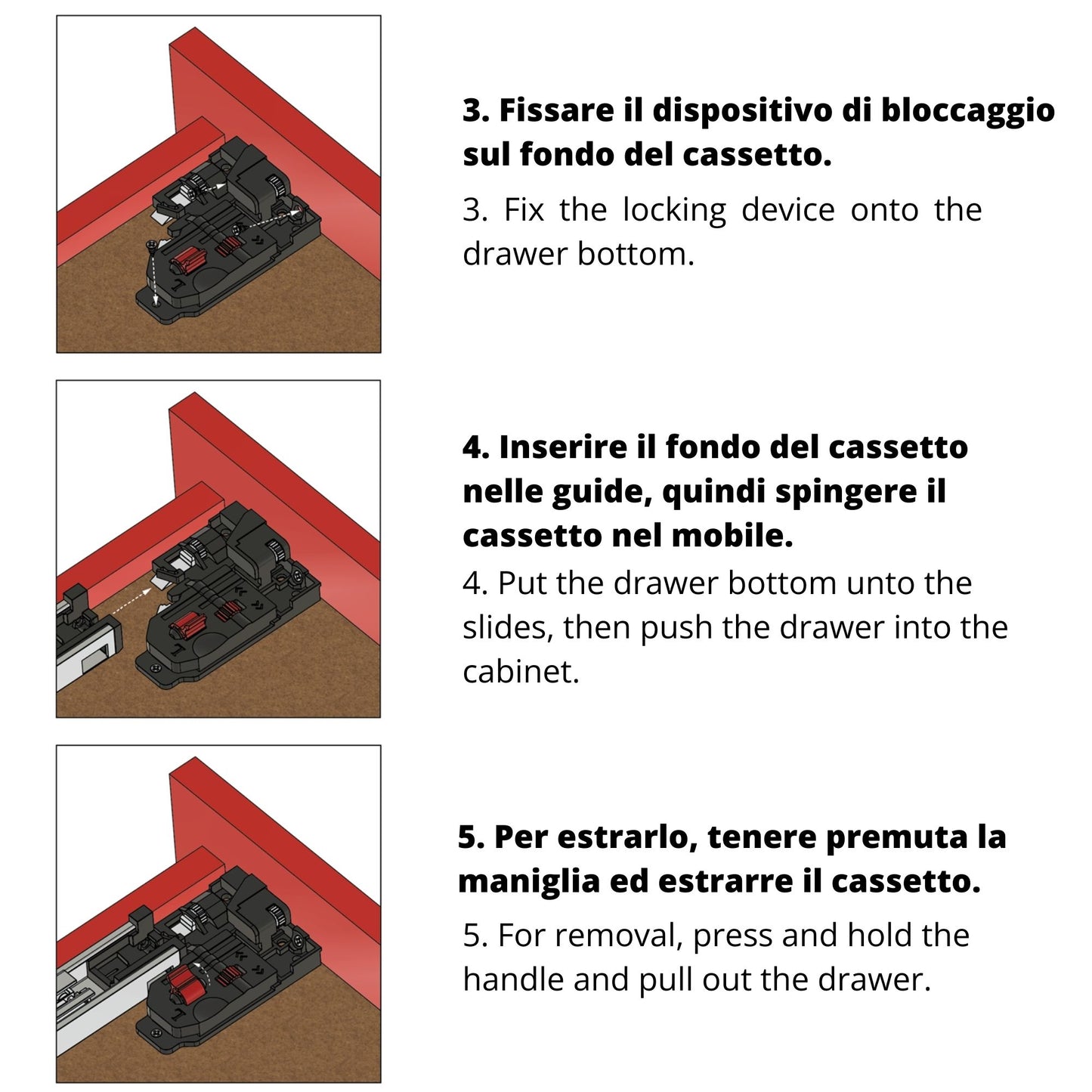 Sistemi per cassetti ammortizzate estrazione totale (sinistra e destra) 550mm