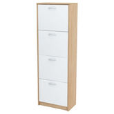 JULIA - Scarpiera legno - 4 Ripiani - Rovere Sonoma / Bianco Opaco A152cm L50cm P28cm