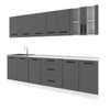 RENO - Set cucina - Antracite / Antracite con piano di lavoro - 8 unità - 260 cm