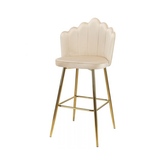 LUIGI - Hoker da pranzo/ufficio in velluto trapuntato con gambe in cromo dorato - Beige