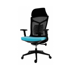 FILIPPO II - Sedia da ufficio rivestita in microrete di alta qualità - Nero/Blu H129cm L68cm
