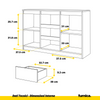 MIKEL - Cassettiera con 3 cassetti e 2 ante - Credenza per camera da letto - Calcestruzzo / Bianco Opaco