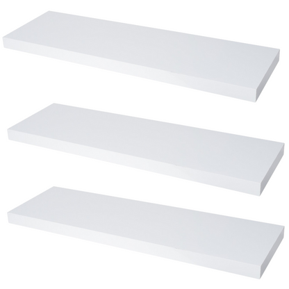 Mensola a scomparsa per libri - Set da 3 pezzi - Bianco opaco - 80cm