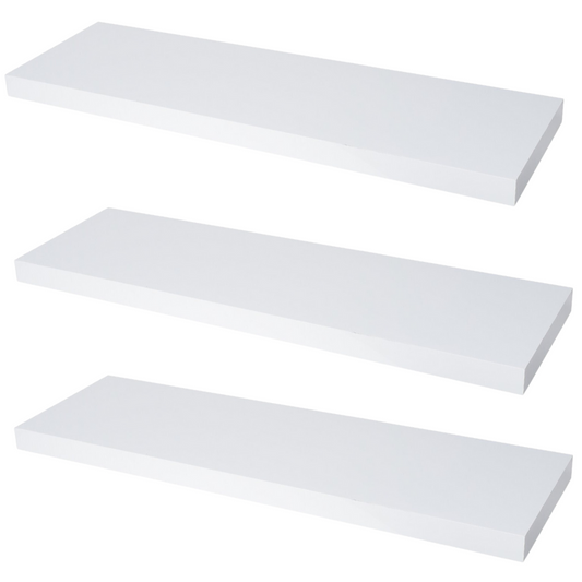 Mensola a scomparsa per libri - Set da 3 pezzi - Bianco opaco - 80cm