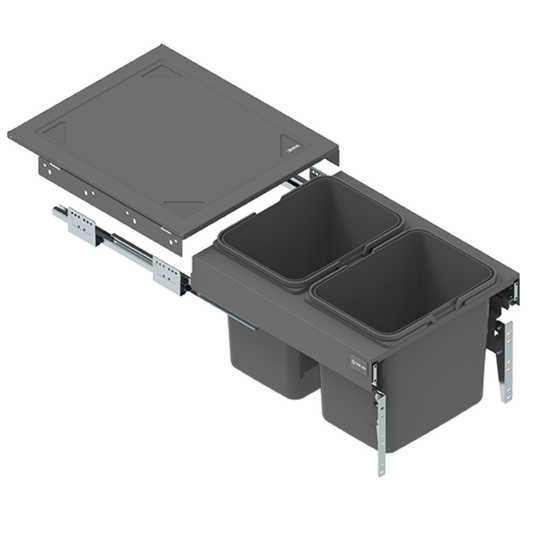 Pattumiera differenziata sottolavello 2 secchi x 15L - 45cm per cucina - Grigio Antracite