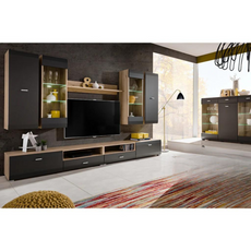 Parete attrezzata CLIF - Set di mobili per il soggiorno - Rovere San Remo / Grigio antracite
