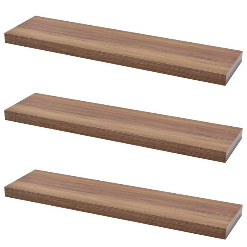 Mensola a scomparsa per libri - Set da 3 pezzi - Noce - 90cm