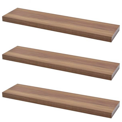 Mensola a scomparsa per libri - Set da 3 pezzi - Noce - 90cm