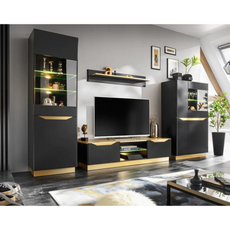 Parete attrezzata FAME - Set di mobili per il soggiorno - Nero / Oro