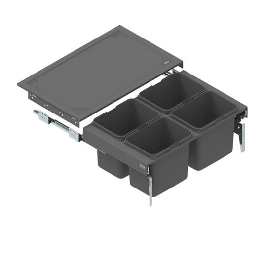 Pattumiera differenziata estraibile 4 secchi (4x15L o 4x20L) - Soft Close per mobile 80cm