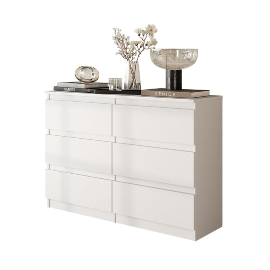 GABRIEL - Cassettiera a 6 cassetti - Credenza per camera da letto - Bianco opaco