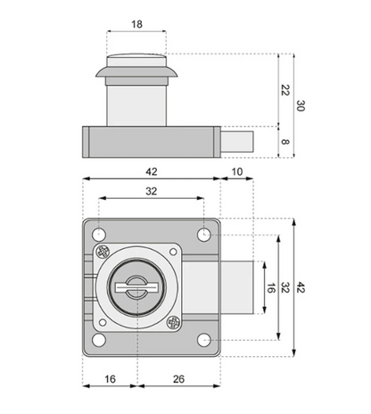 METGAL Serratura a cilindro per mobili ZB-300/S1 con chiave unificata - Cromata