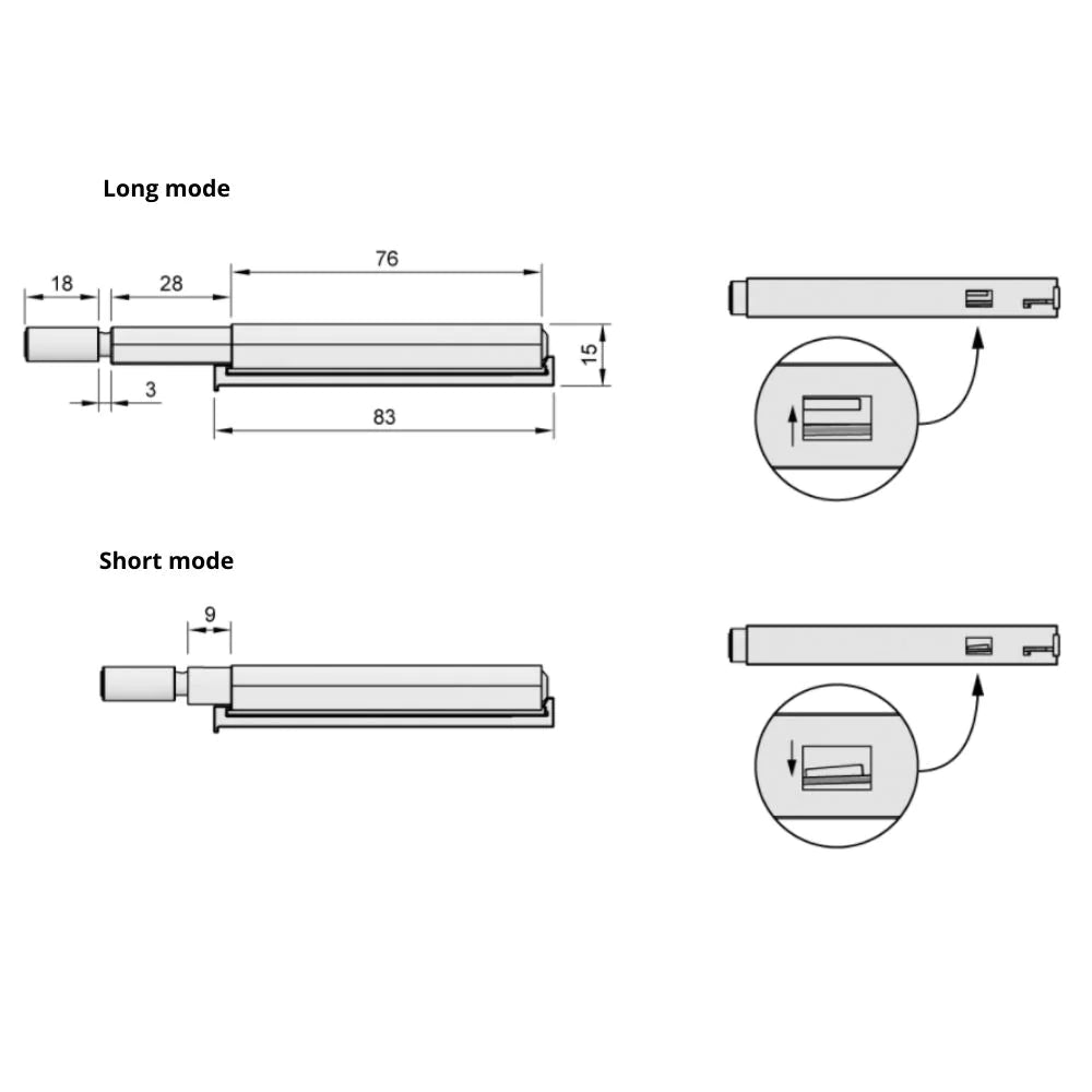 Chiusura Push to Open - Cerniere senza molla - con punta magnetica