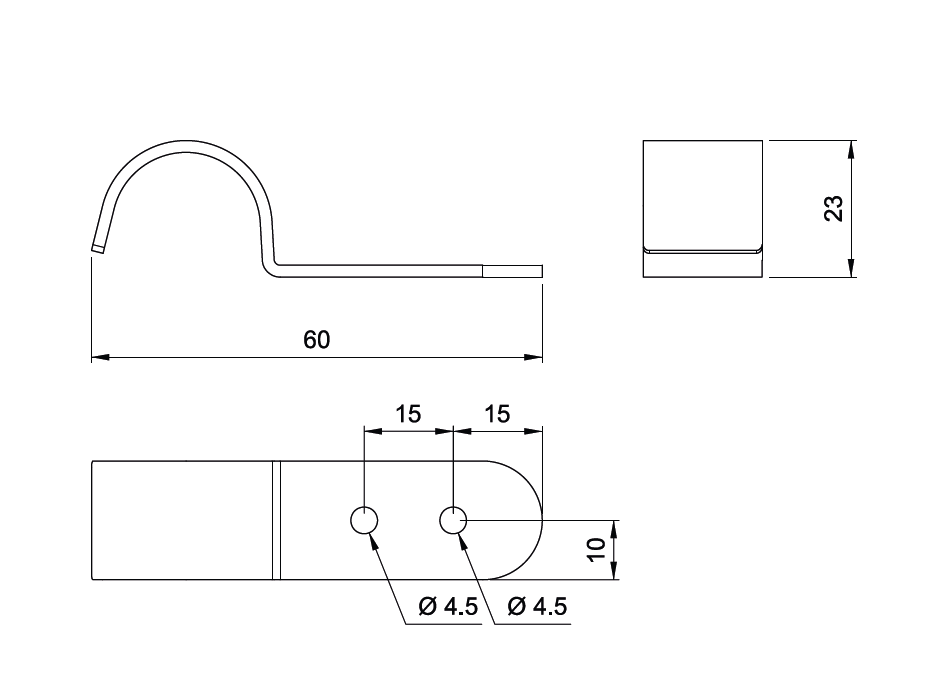 Supporto per lavagna orizzontale da 25 mm - Cromo