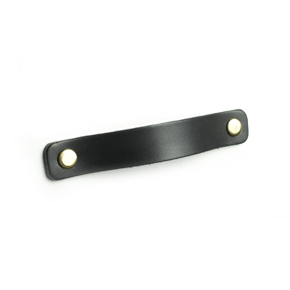 Maniglia in pelle rettangolare 96mm - 160mm – Nero / Nero – Furnica