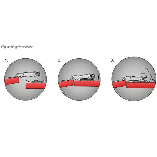 110° Cerniera per mobili ammortizzate 3D , H0 con viti EURO, Porte sovrapposte Furnica 