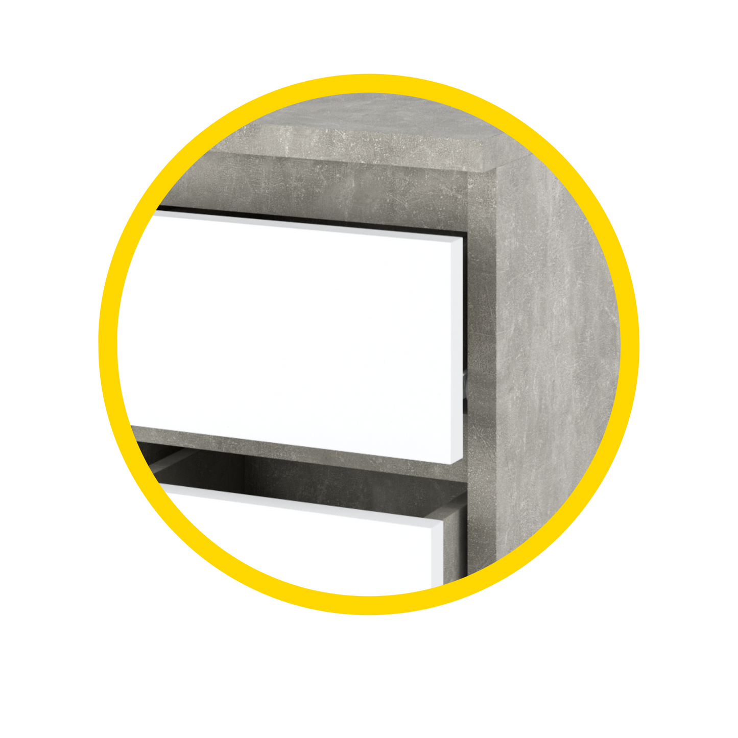 GABRIEL - Cassettiera a 6 cassetti - Credenza per camera da letto - Calcestruzzo / Bianco opaco