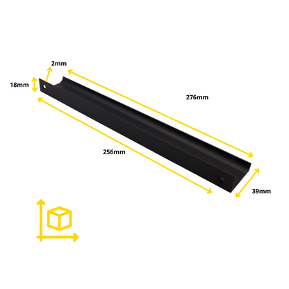 Maniglia per Mobili in Alluminio Nero - 256mm (Lunghezze totali 276mm)