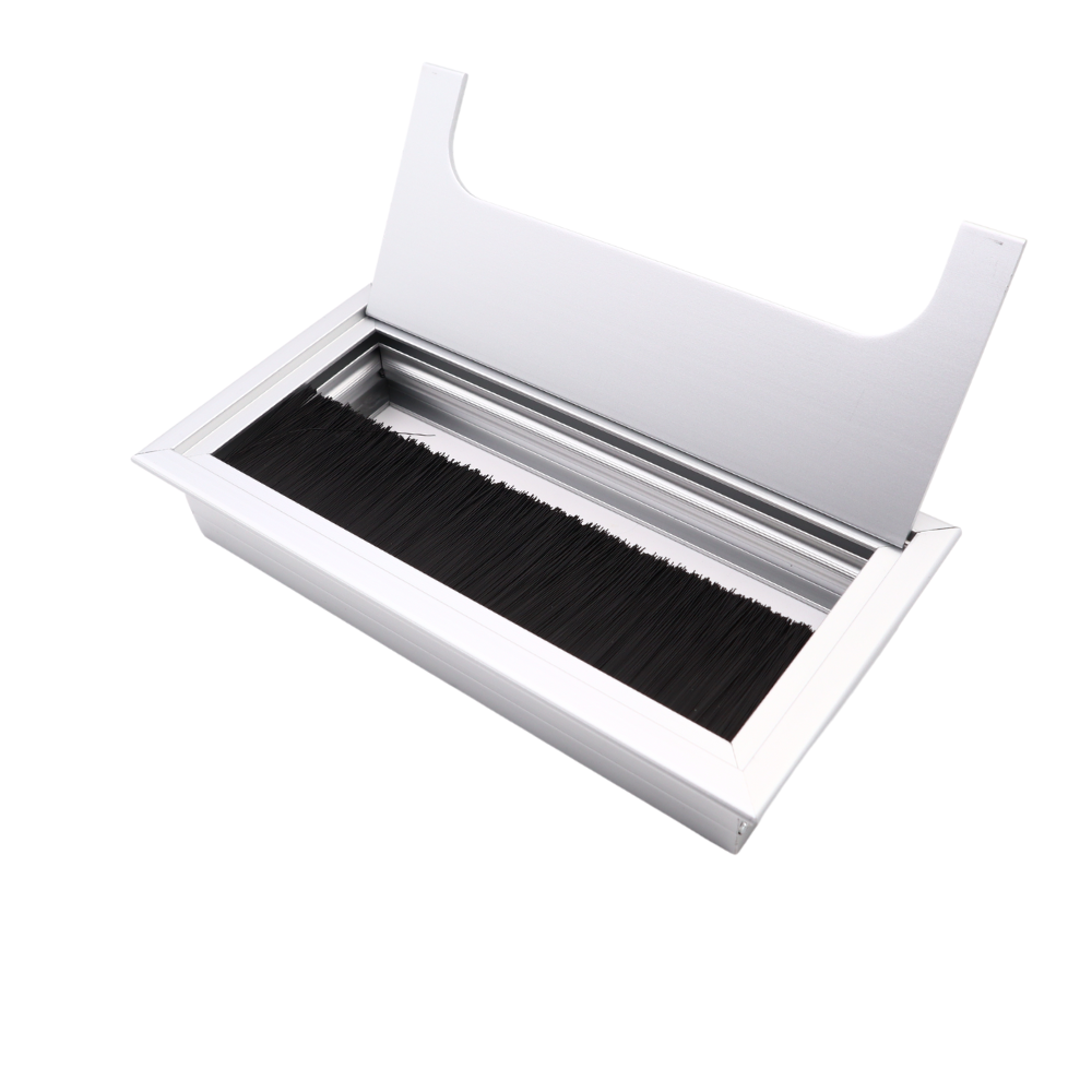 Passacavo rettangolare in alluminio 160x80mm - Argento "Wave"