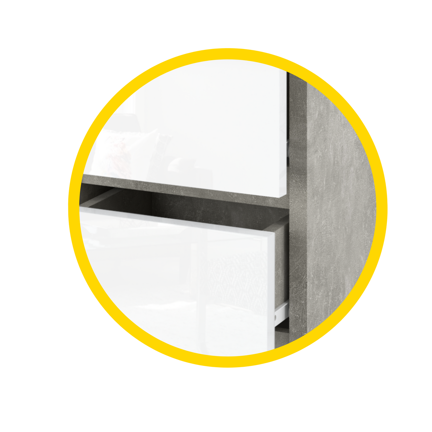 GABRIEL - Comò a 4 cassetti - Credenza per camera da letto - Calcestruzzo / Bianco opaco