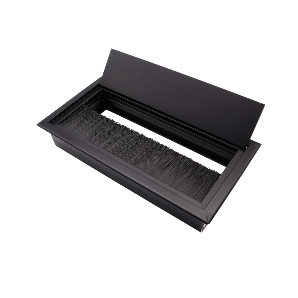 Passacavo rettangolare in alluminio 160x80mm - Nero