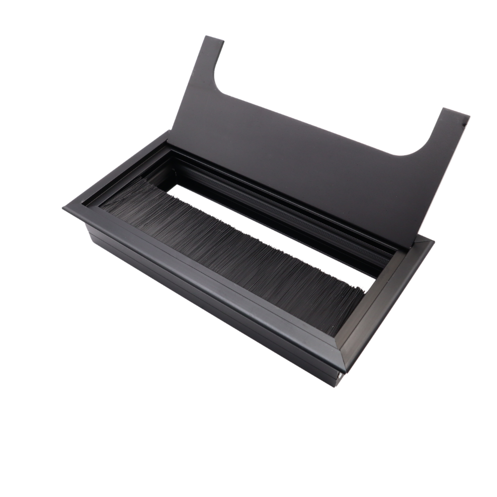 Passacavo rettangolare in alluminio 160x80mm - Nero "Wave"