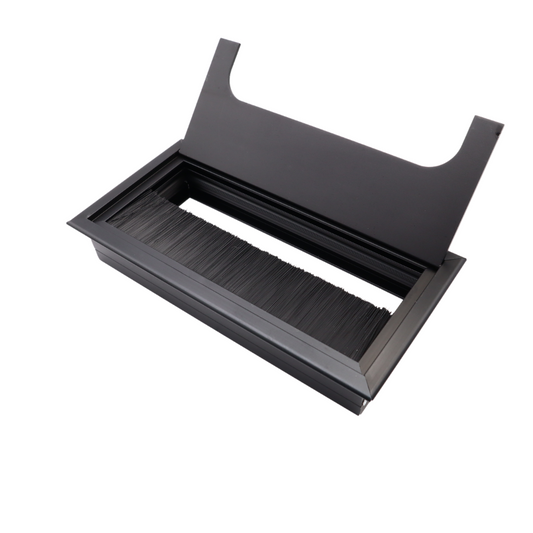 Passacavo rettangolare in alluminio 160x80mm - Nero "Wave"