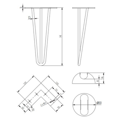 Piedini per Mobili 710mm - Nero opaco