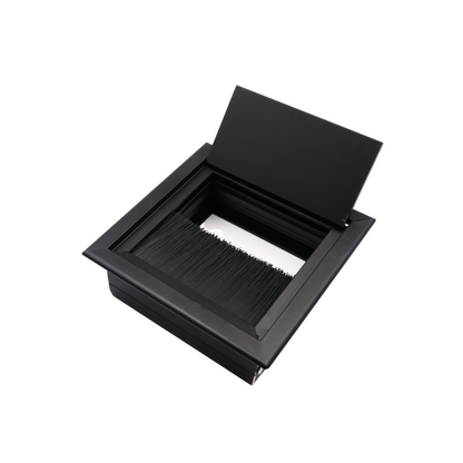 Passacavo quadrato in alluminio per scrivania 80x80mm - Nero