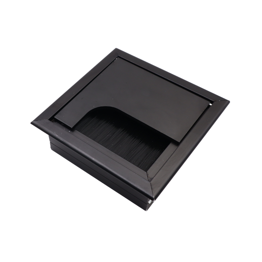 Passacavo quadrato in alluminio per scrivania 80x80mm - Nero "Wave"