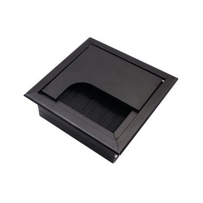 Passacavo quadrato in alluminio per scrivania 80x80mm - Nero "Wave"