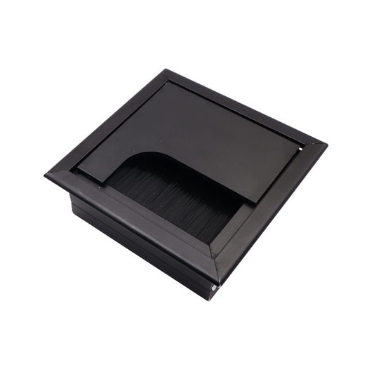 Passacavo quadrato in alluminio per scrivania 80x80mm - Nero "Wave"