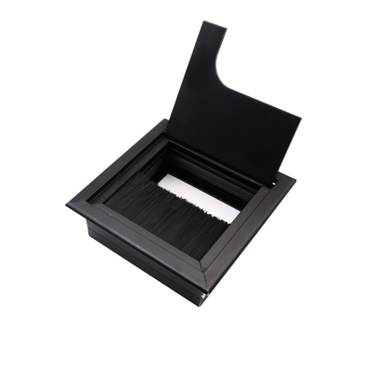 Passacavo quadrato in alluminio per scrivania 80x80mm - Nero "Wave"
