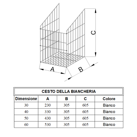 Cesto portabiancheria 30cm - Bianco
