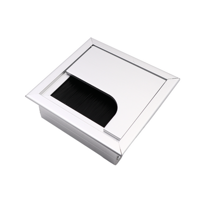 Passacavo quadrato in alluminio per scrivania 80x80mm - Argento "Wave"