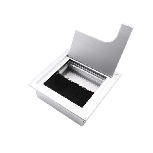 Passacavo quadrato in alluminio per scrivania 80x80mm - Argento "Wave"