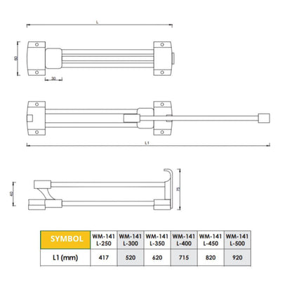 Appendiabiti retrattile per armadio 350mm - Cromo