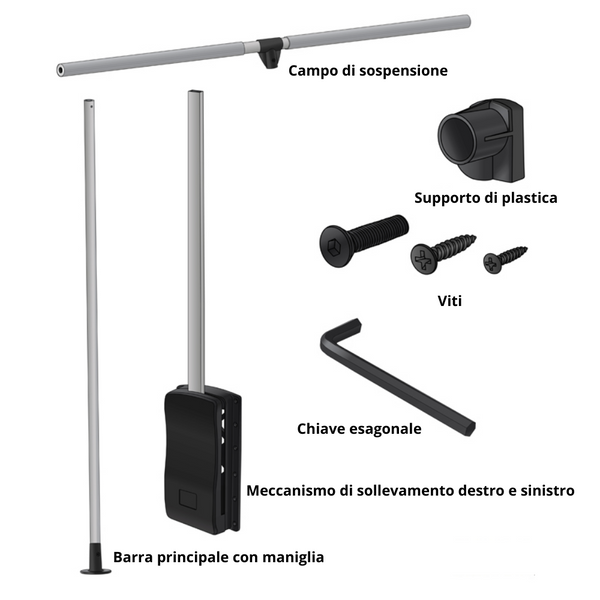 Appendiabiti saliscendi per armadio 600-830mm - Cromo/Bianco